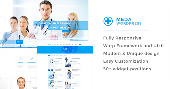 Meda v1.0.1 — Health and Medical Responsive WordPress Theme For Hospitals, Doctors, Clinics &amp; Blogs