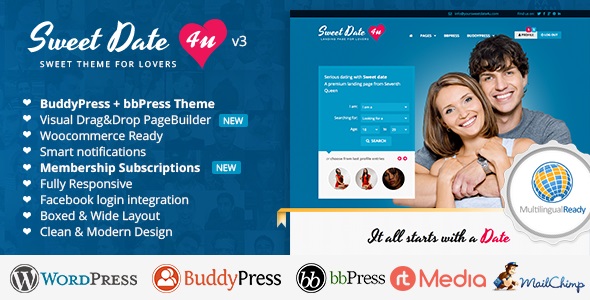 Sweet Date v3.4.5 &#8211; More than a WordPress Dating Theme