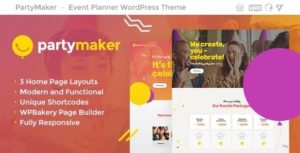 PartyMaker | Event Planner &amp; Wedding Agency WordPress Theme v1.1.4 nulled