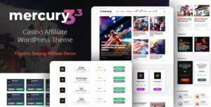 Mercury &#8211; Gambling &amp; Casino Affiliate WordPress Theme. News &amp; Reviews v3.6.2 Nulled