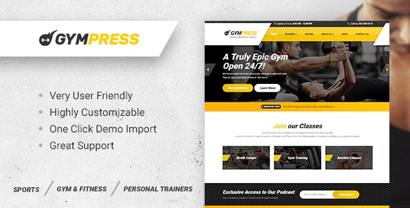 GymPress v1.3.2 &#8211; WordPress theme for Fitness and Personal Trainers