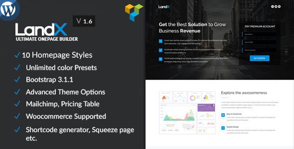 LandX v1.7.3 &#8211; Multipurpose WordPress Landing Page