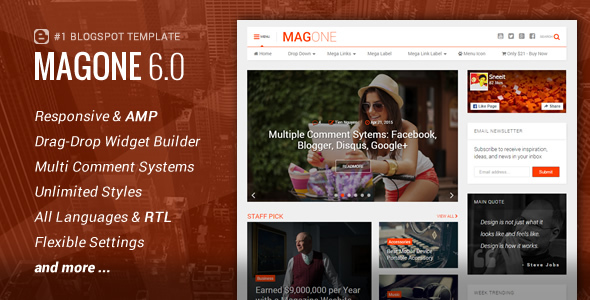 MagOne v6.6.8 &#8211; Responsive News &amp; Magazine Blogger Template