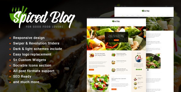 Spiced Blog v1.5.4 &#8211; A Crisp Recipes &amp; Food Personal Page WordPress Theme