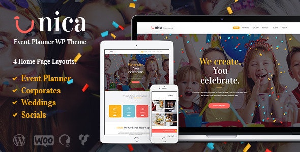 Unica v1.4.1 &#8211; Event Planning Birthday &amp; Wedding Agency WordPress Theme