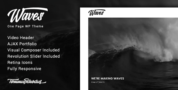 Waves v1.0.3 &#8211; Fullscreen Video One-Page WordPress Theme